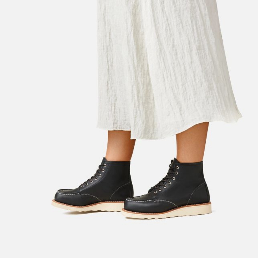 Red Wing Moc Toe Black Boots Women's 9